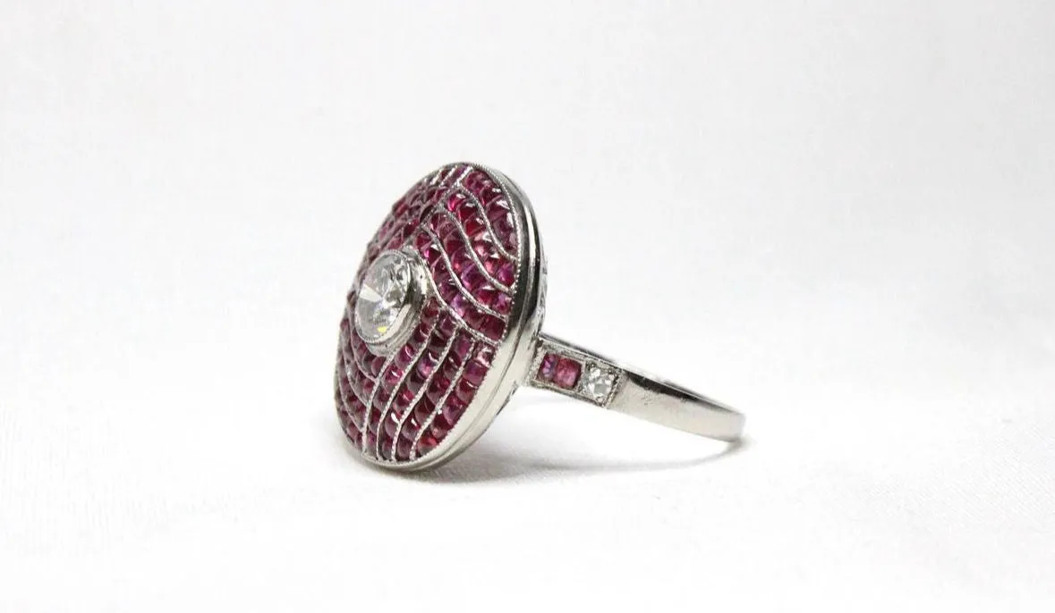 Bague style Art déco Diamants Rubis sold by 58 Facettes product image thumbnail 2