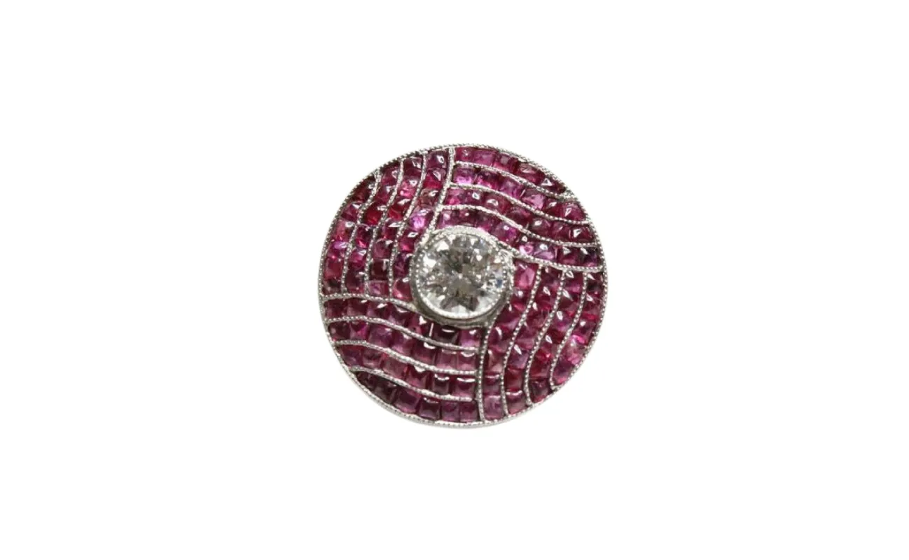 Bague style Art déco Diamants Rubis sold by 58 Facettes