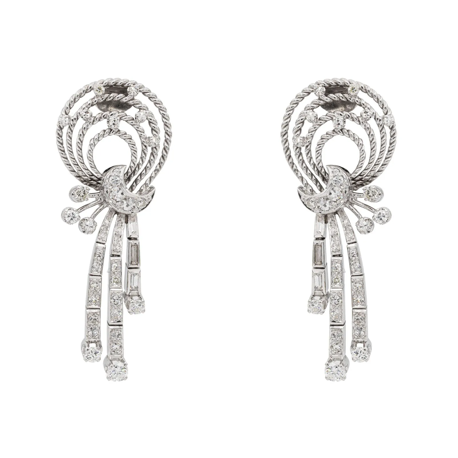 Boucles d'oreilles Palladium Diamant sold by 58 Facettes
