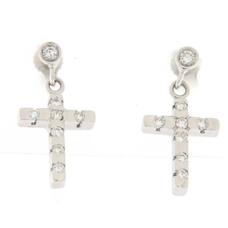 Boucles d'oreilles en or blanc avec diamants taille brillant sold by 58 Facettes