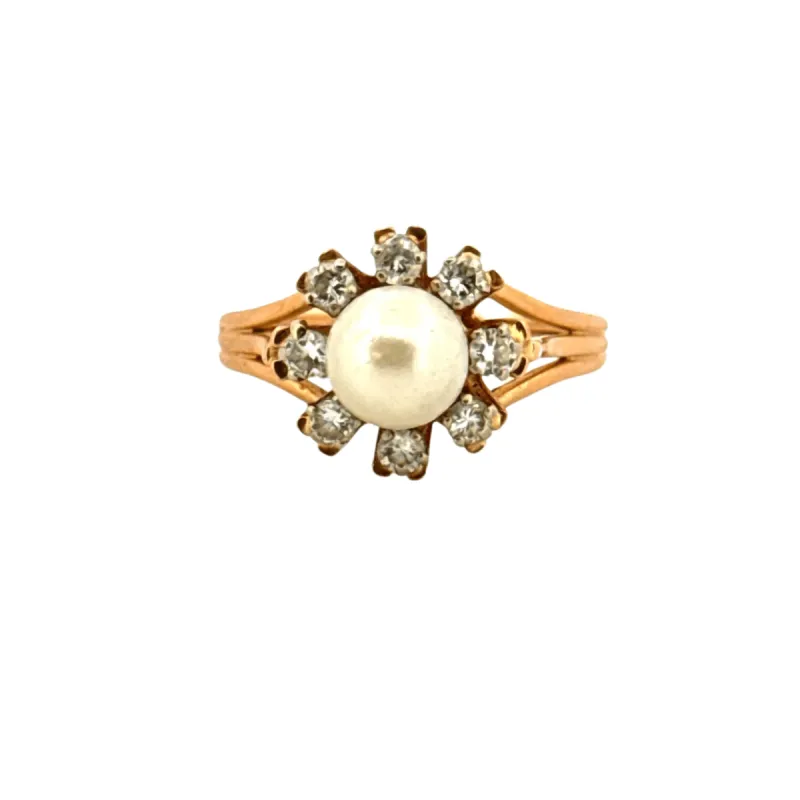 Bague Or Jaune 18k Perle et Diamants sold by 58 Facettes