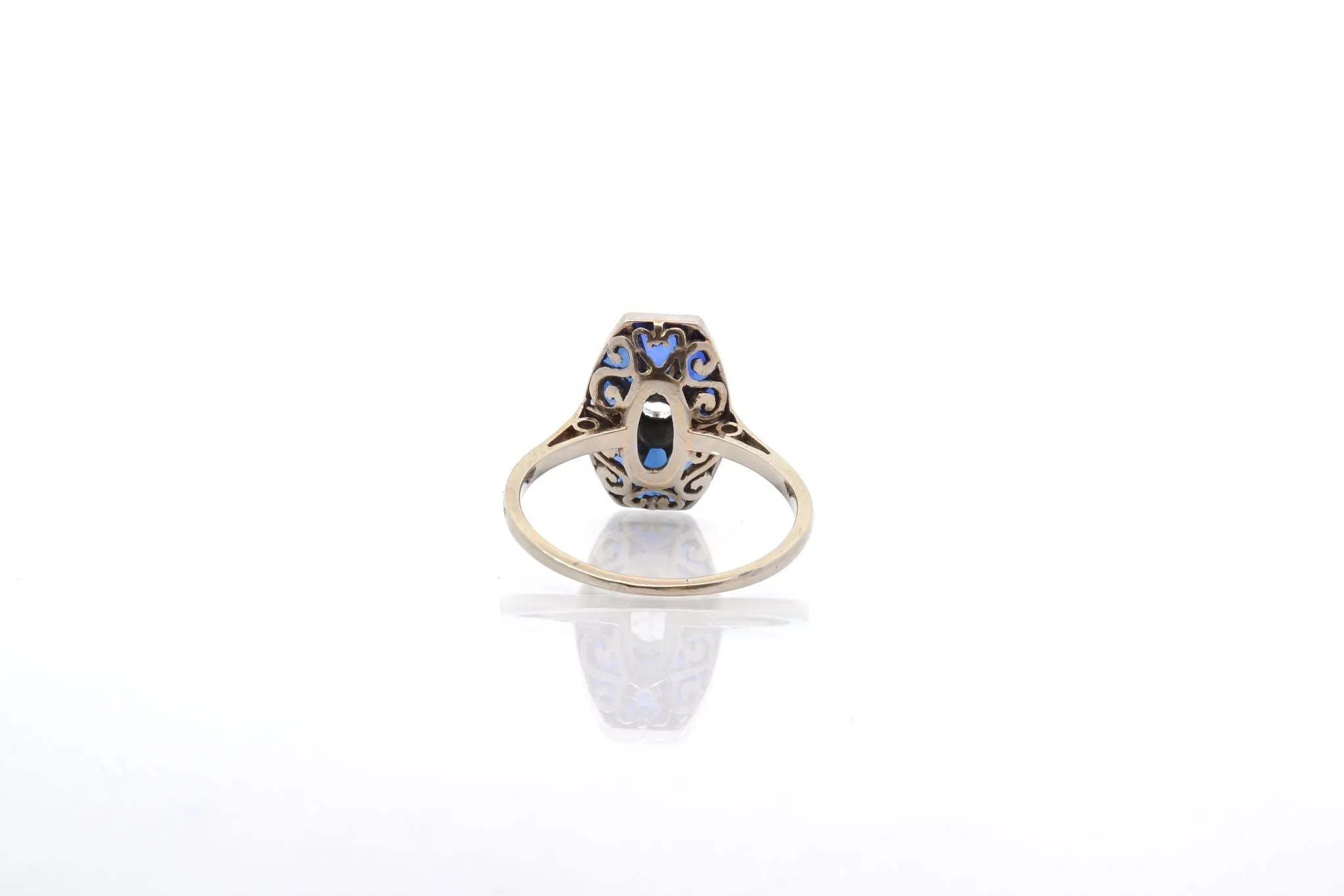 Bague Art Déco diamant et saphirs synthétiques sold by 58 Facettes product image thumbnail 5