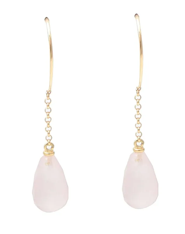 Boucles d’Oreilles Gouttes Quartz Rose Or Jaune sold by 58 Facettes