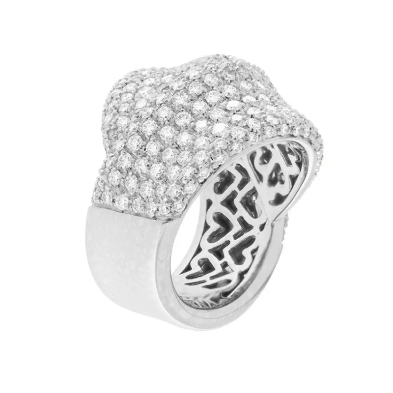Bague double anneau en or blanc avec diamants sold by 58 Facettes
