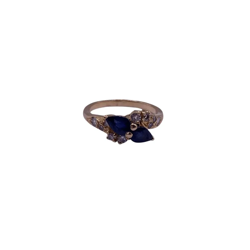 Bague Or Jaune 18k, Diamants et Saphirs sold by 58 Facettes