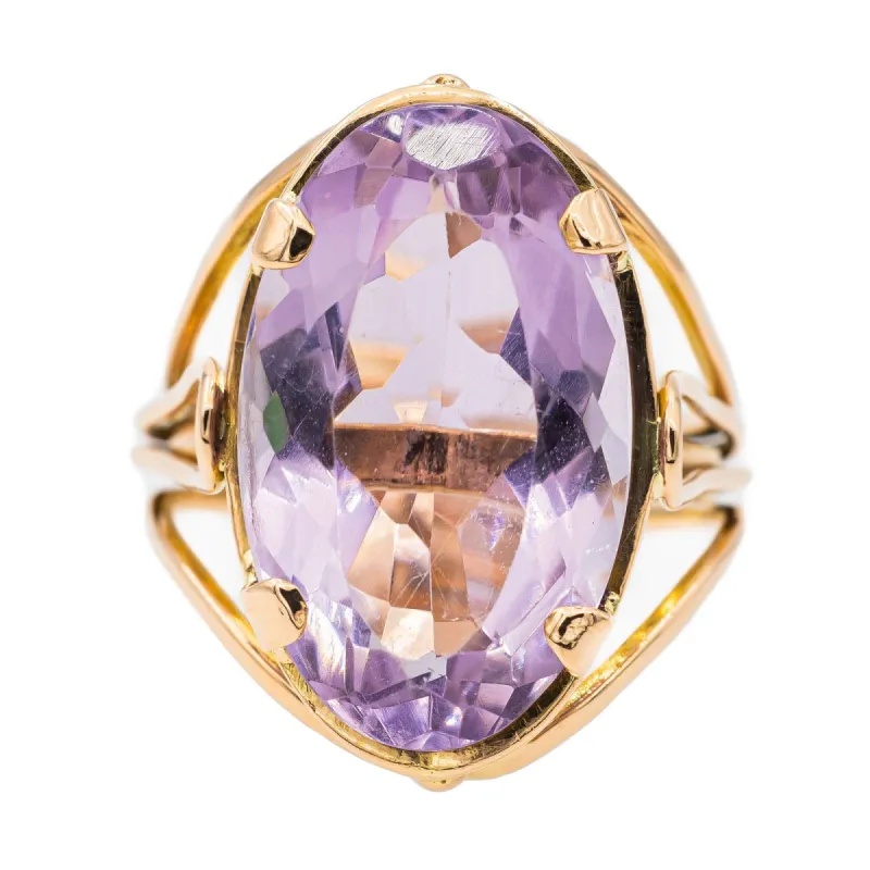 Bague Cocktail Or rose Améthyste sold by 58 Facettes
