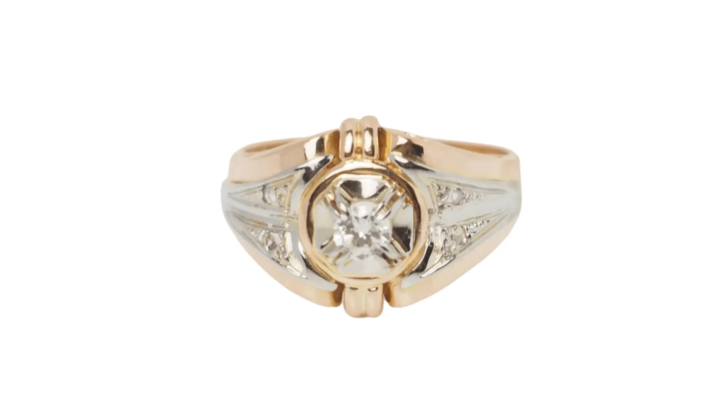 Bague ancienne en or bicolore et diamant sold by 58 Facettes