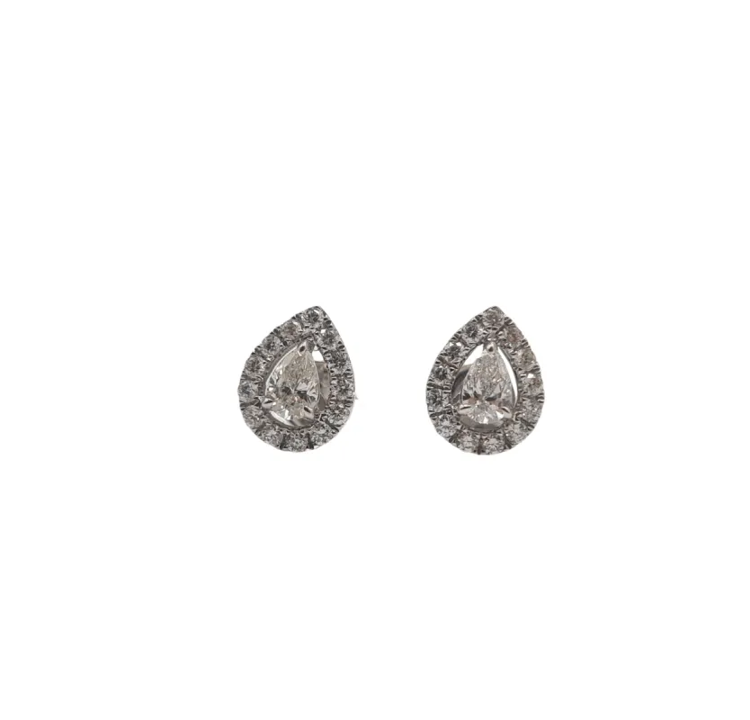 Boucles d’oreilles or blanc serties de diamants poires sold by 58 Facettes
