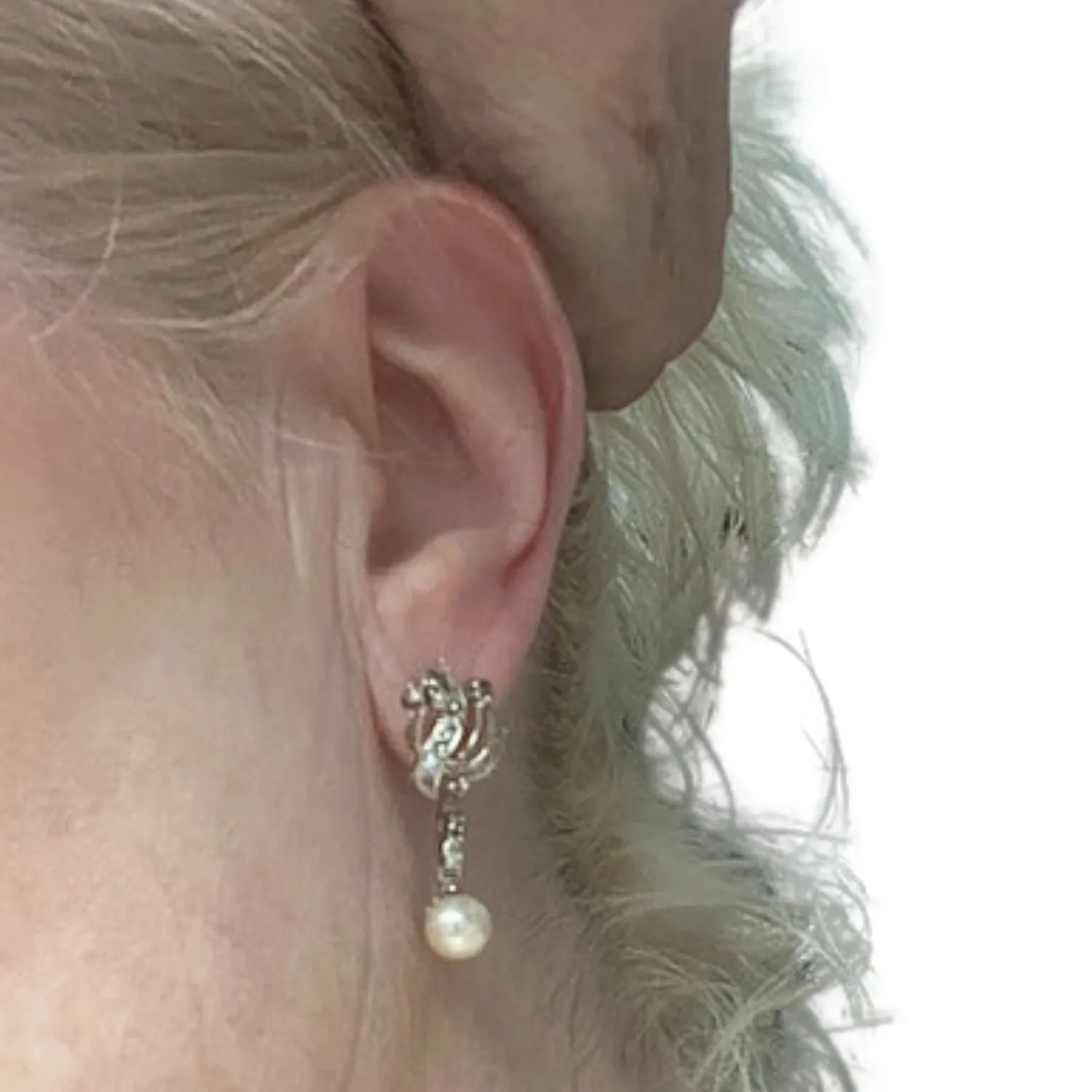 Boucles d'oreilles Art Déco diamants perles sold by 58 Facettes product image thumbnail 2