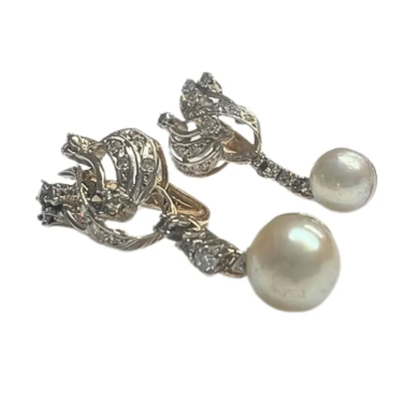 Boucles d'oreilles Art Déco diamants perles sold by 58 Facettes