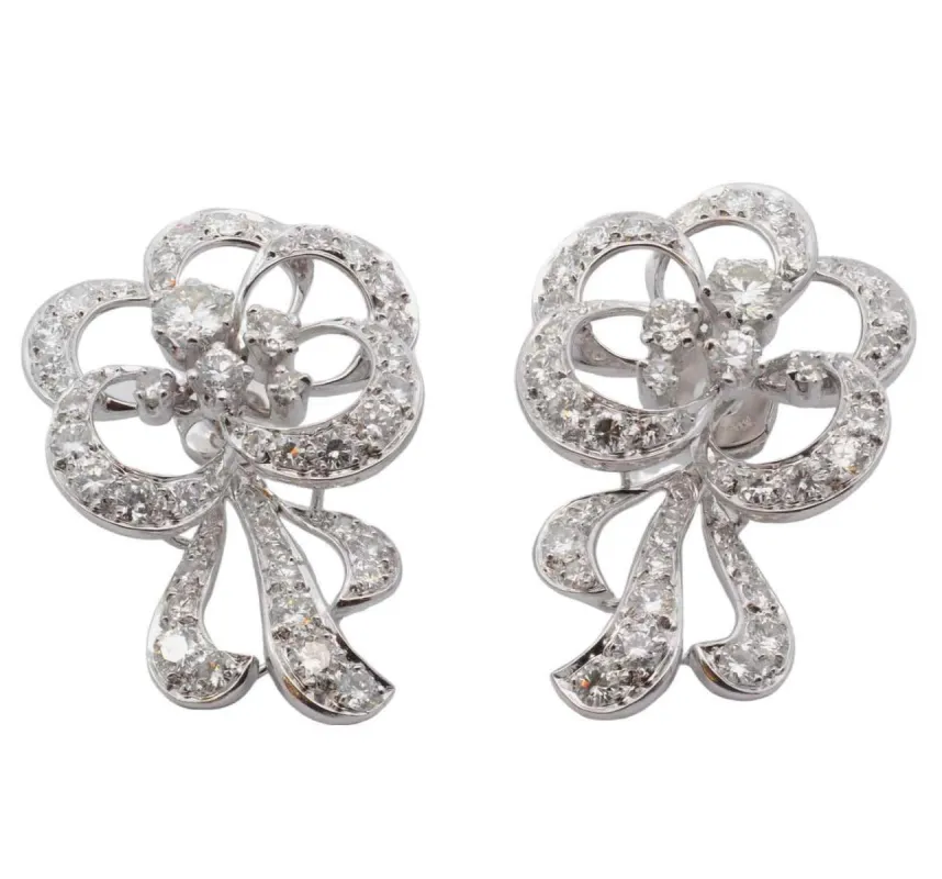 Boucles d'oreilles diamants des années 50 sold by 58 Facettes