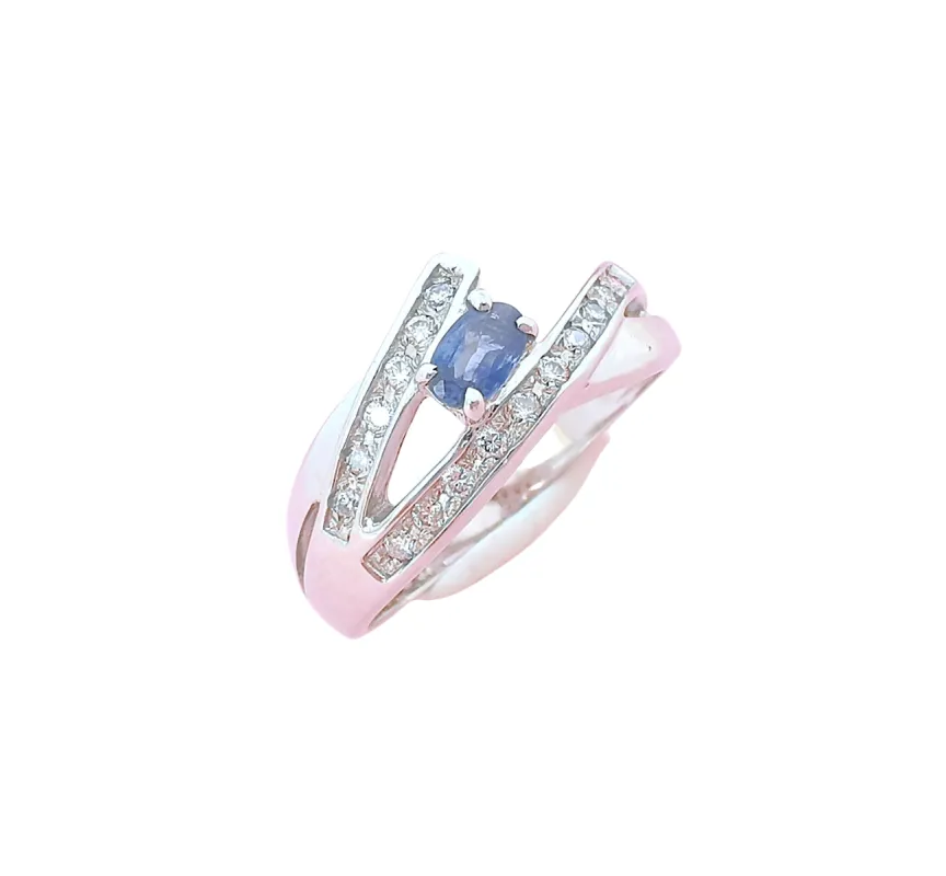 Bague or blanc, saphir, diamants sold by 58 Facettes