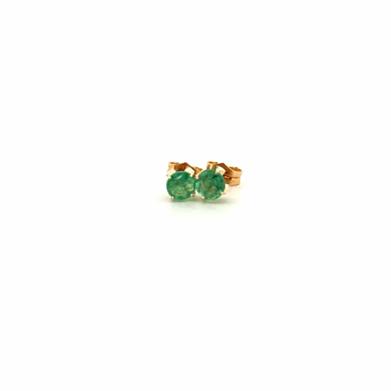 Puces d'oreilles or jaune et émeraude sold by 58 Facettes