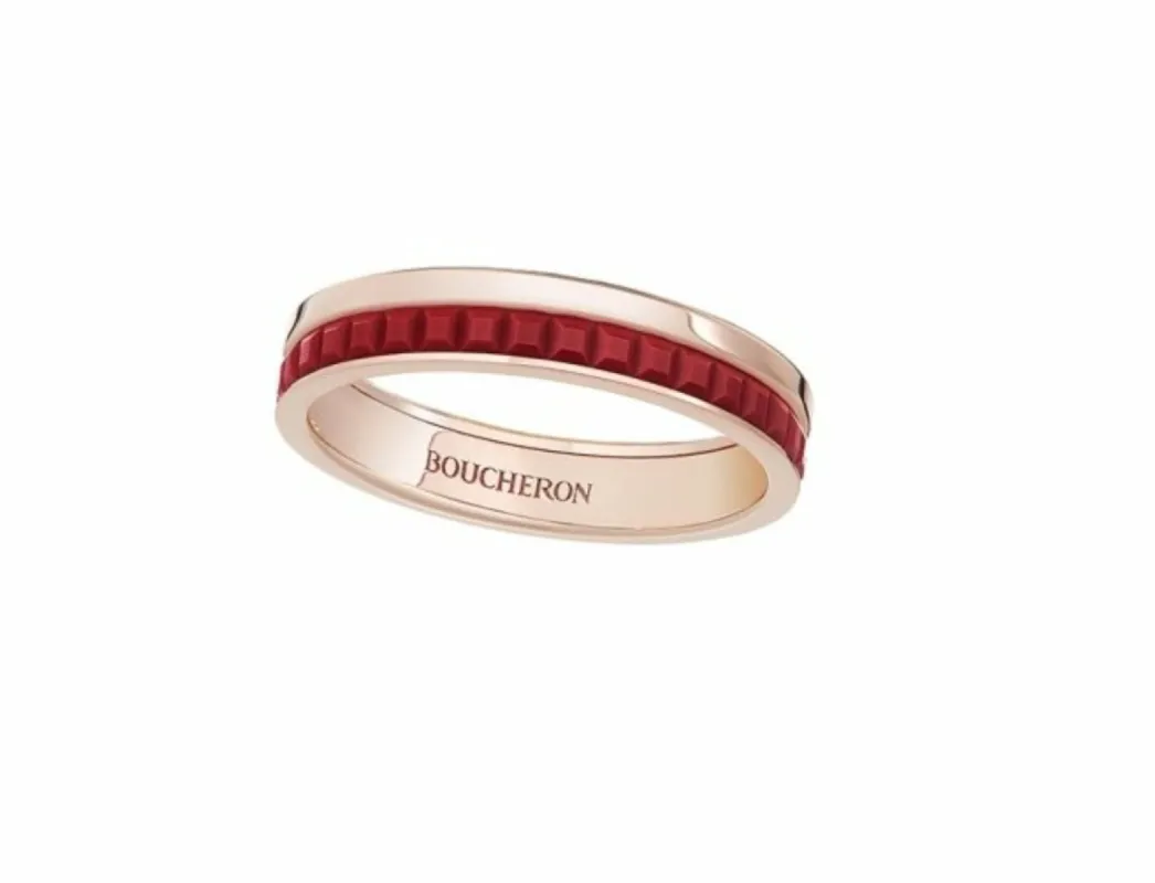 BOUCHERON - Bague Quatre or rose et céramique rouge sold by 58 Facettes