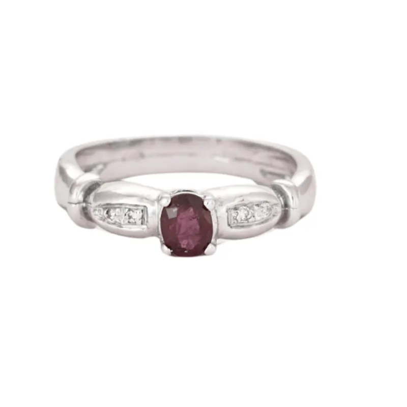 Bague solitaire rubis or gris sold by 58 Facettes