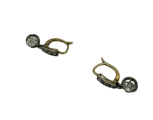 Boucles d’oreilles dormeuses en or jaune 750 et platine, diamants sold by 58 Facettes product image thumbnail 4