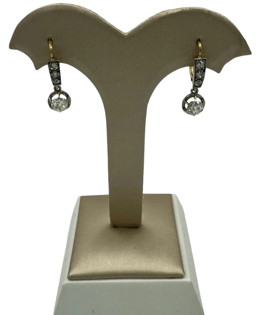 Boucles d’oreilles dormeuses en or jaune 750 et platine, diamants sold by 58 Facettes