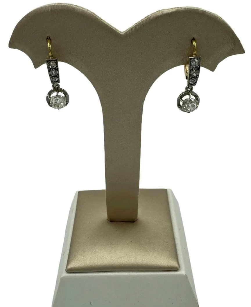 Boucles d’oreilles dormeuses en or jaune 750 et platine, diamants sold by 58 Facettes product image thumbnail 3