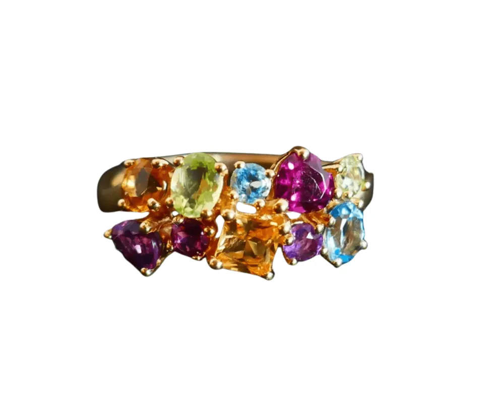 Bague sertie de Pierres Fines, Améthystes, Citrines, Topaze, Tourmalines sold by 58 Facettes