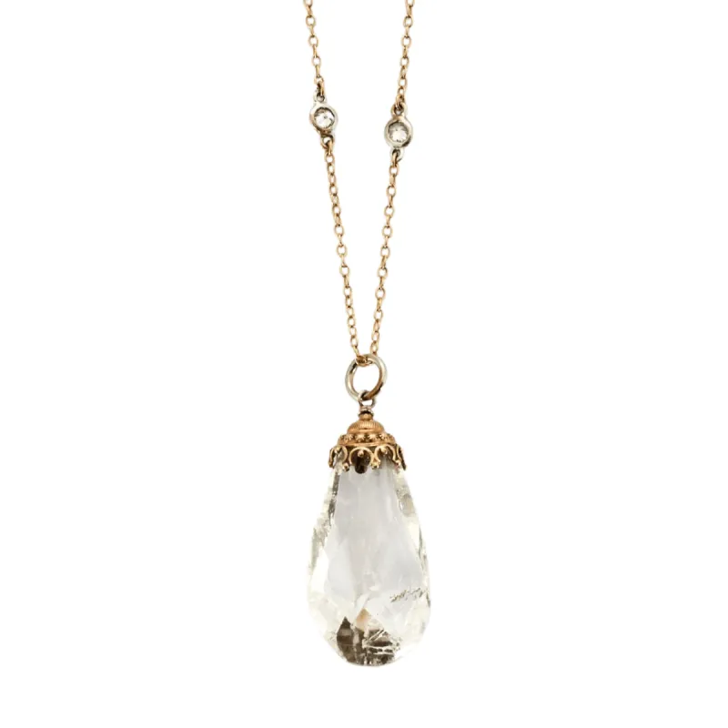 Collier or jaune Pendentif Cristal de roche made by 58 Facettes