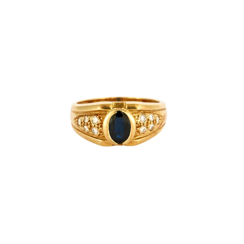Bague or jaune, saphir, diamants sold by 58 Facettes