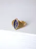 Bague marquise ancienne en or jaune et diamant sur émail bleu sold by 58 Facettes