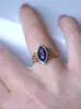 Bague marquise ancienne en or jaune et diamant sur émail bleu sold by 58 Facettes