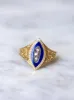 Bague marquise ancienne en or jaune et diamant sur émail bleu sold by 58 Facettes