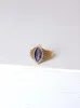 Bague marquise ancienne en or jaune et diamant sur émail bleu sold by 58 Facettes
