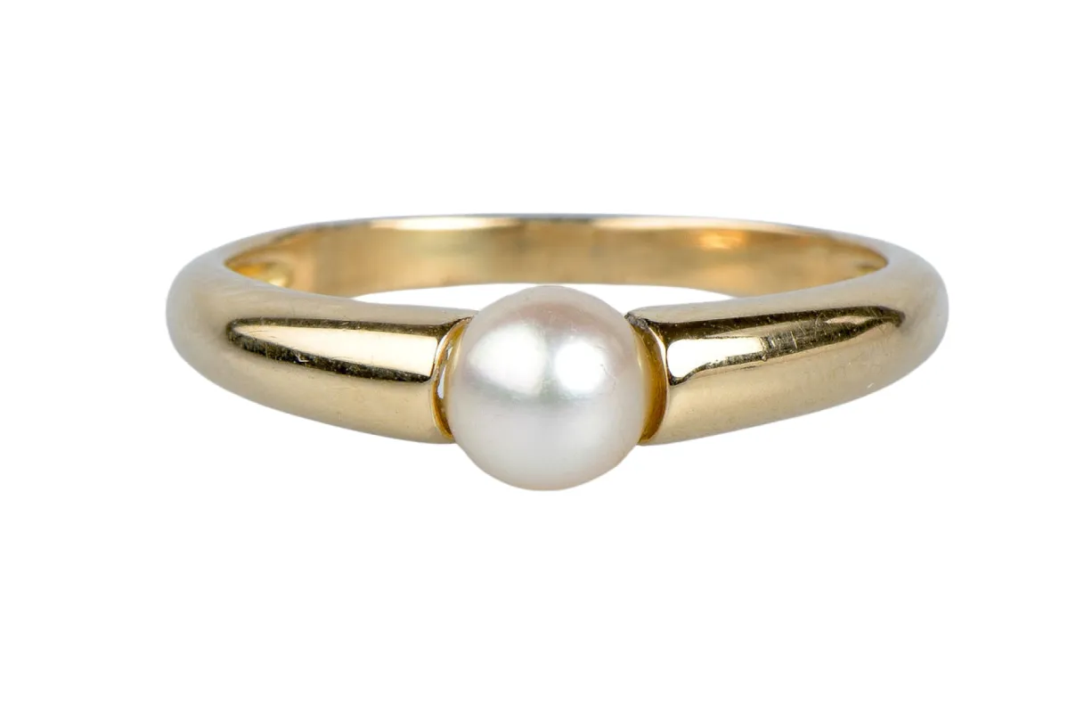 Bague en or jaune, ornée d'une perle d'eau douce sold by 58 Facettes