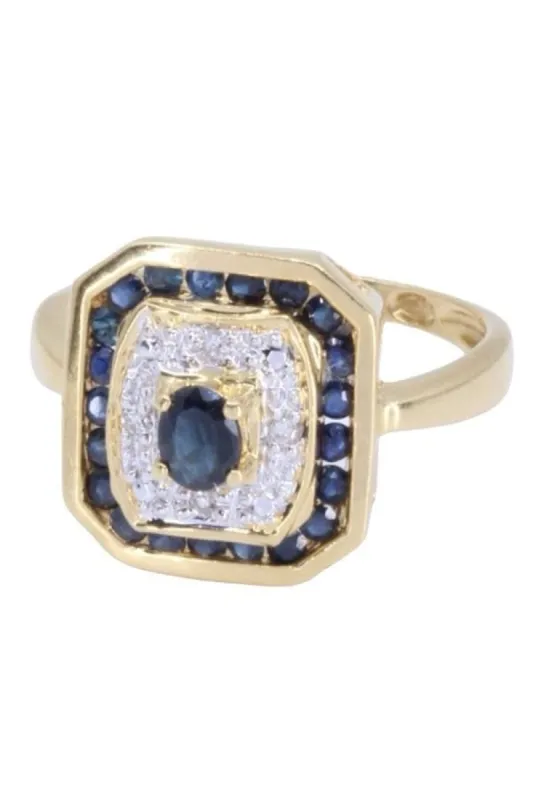 BAGUE STYLE ART DECO SAPHIRS ET DIAMANTS sold by 58 Facettes