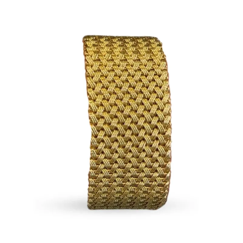 Bracelet Manchette mailles tressées en or jaune 18 carats made by 58 Facettes