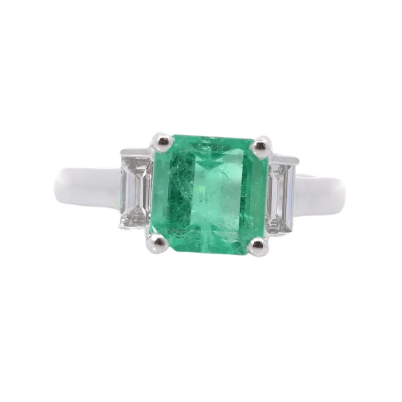 Bague Or blanc Emeraude Diamant sold by 58 Facettes