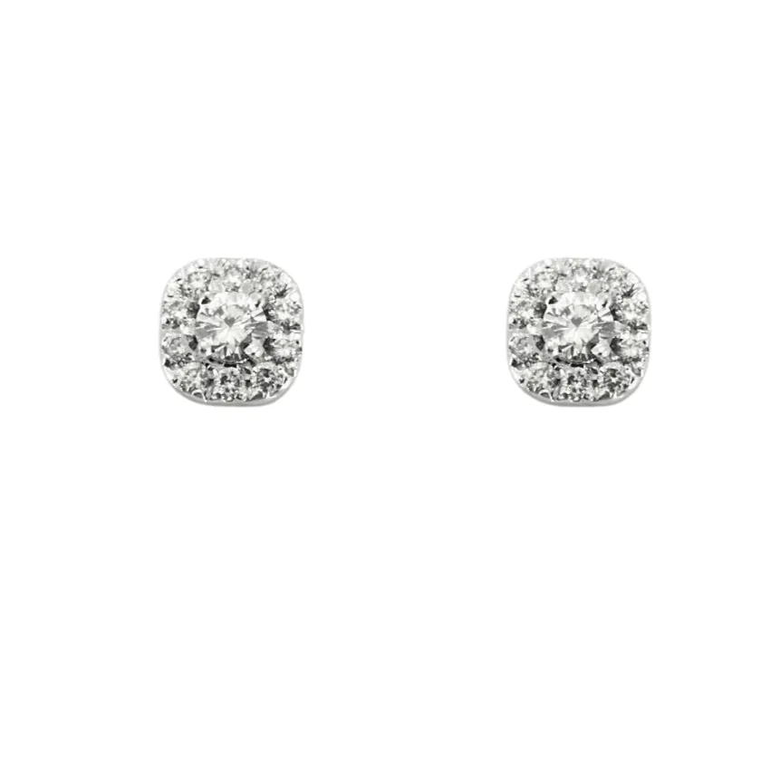 Boucles d'oreilles or blanc serties de diamants sold by 58 Facettes