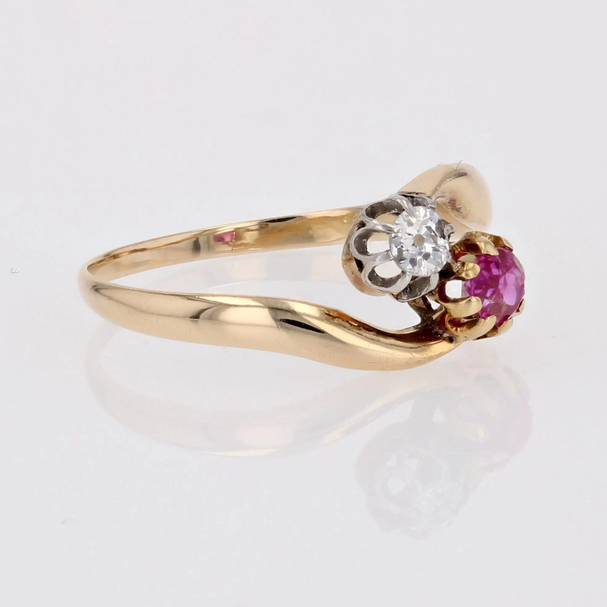 Bague Toi et Moi rubis diamant or jaune sold by 58 Facettes product image thumbnail 4