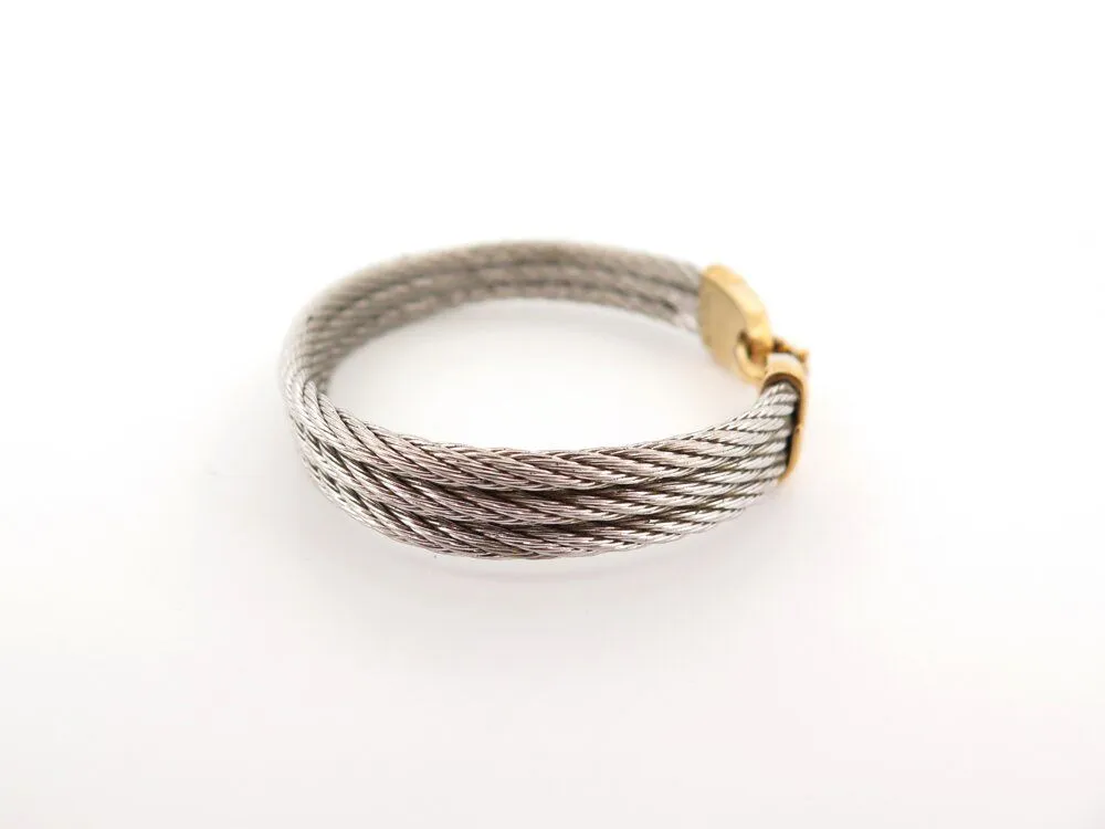 vintage bracelet FRED force 10 cable 24 cm acier et or jaune 18k sold by 58 Facettes product image thumbnail 4