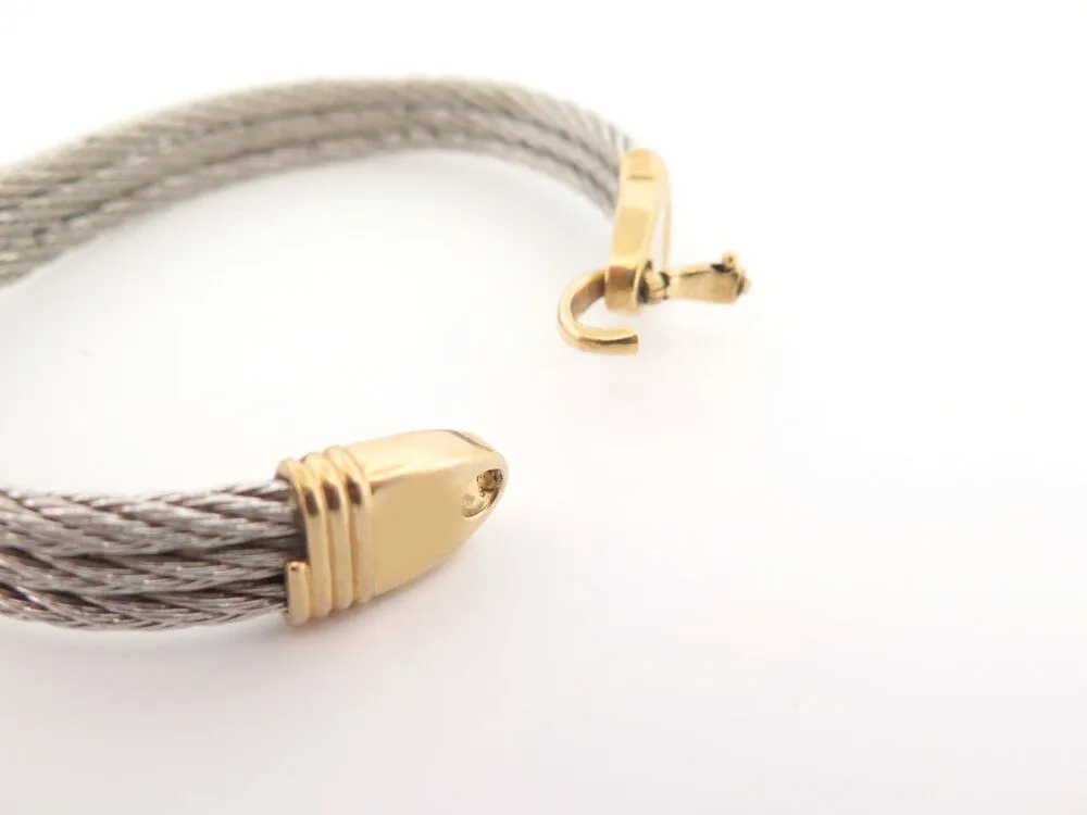vintage bracelet FRED force 10 cable 24 cm acier et or jaune 18k sold by 58 Facettes product image thumbnail 5