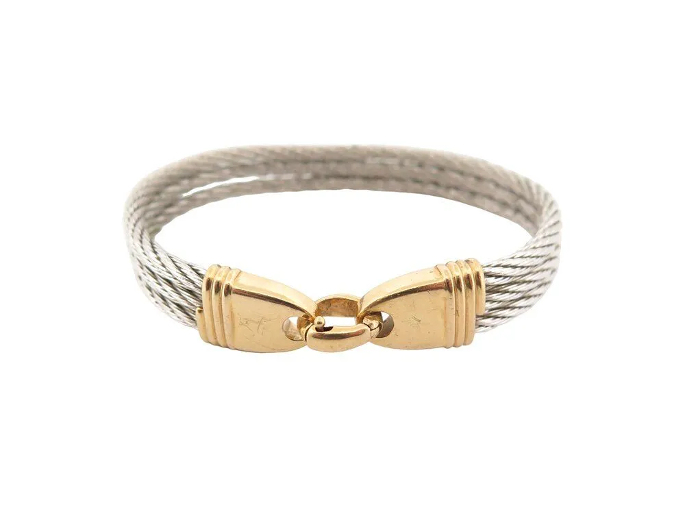 vintage bracelet FRED force 10 cable 24 cm acier et or jaune 18k sold by 58 Facettes