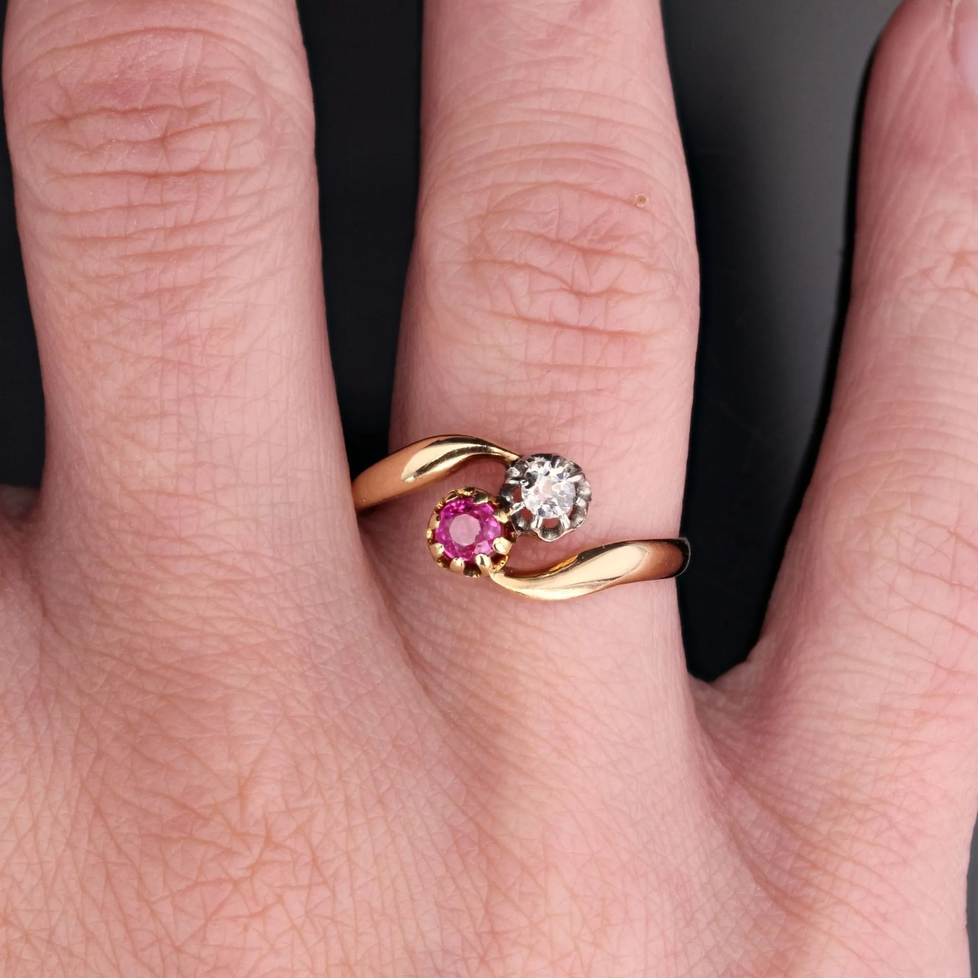 Bague Toi et Moi rubis diamant or jaune sold by 58 Facettes product image thumbnail 5