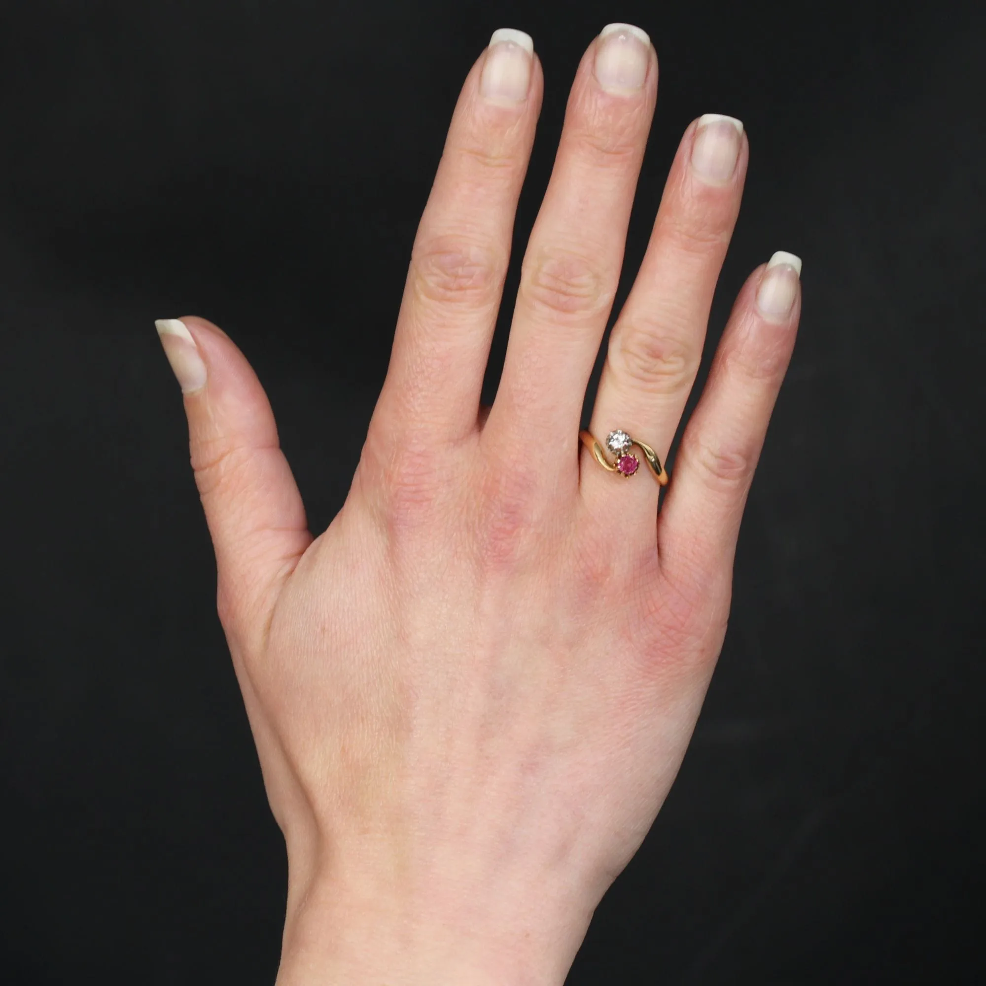 Bague Toi et Moi rubis diamant or jaune sold by 58 Facettes product image thumbnail 2