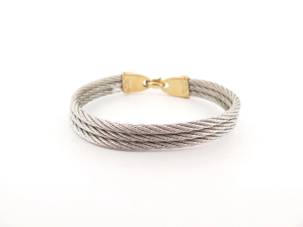 vintage bracelet FRED force 10 cable 24 cm acier et or jaune 18k sold by 58 Facettes product image thumbnail 3