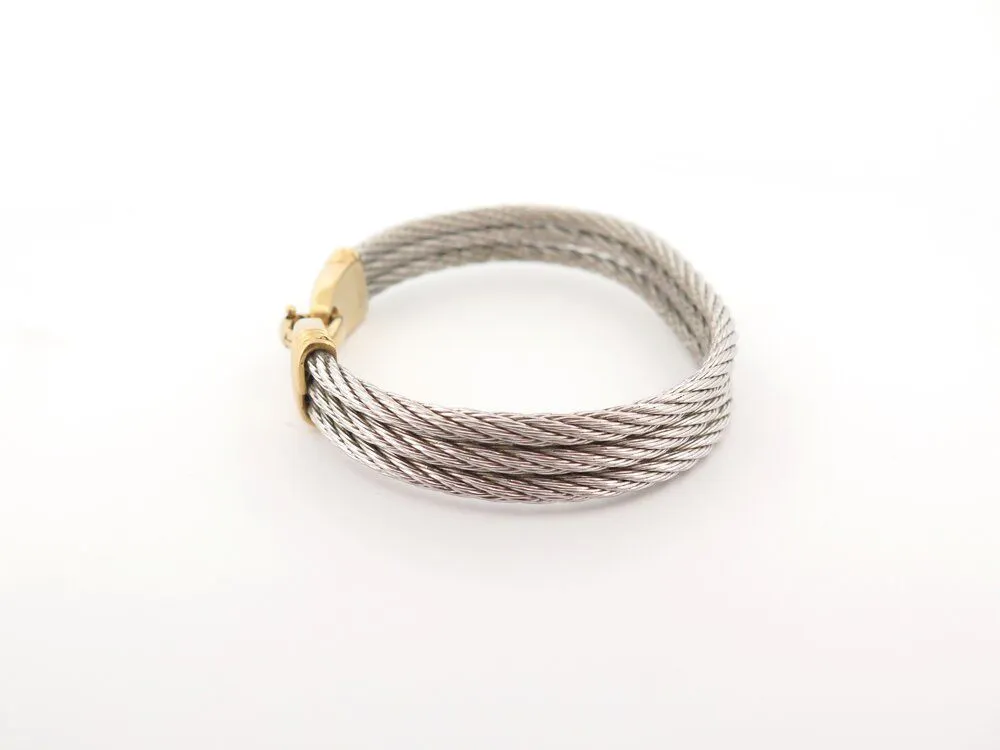 vintage bracelet FRED force 10 cable 24 cm acier et or jaune 18k sold by 58 Facettes product image thumbnail 2