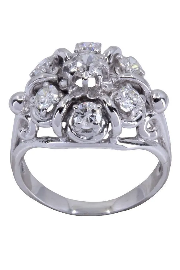 Bague fleur or blanc et diamants sold by 58 Facettes product image thumbnail 3