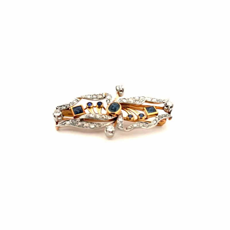 Broche Or Jaune 18k Diamants & Saphirs sold by 58 Facettes