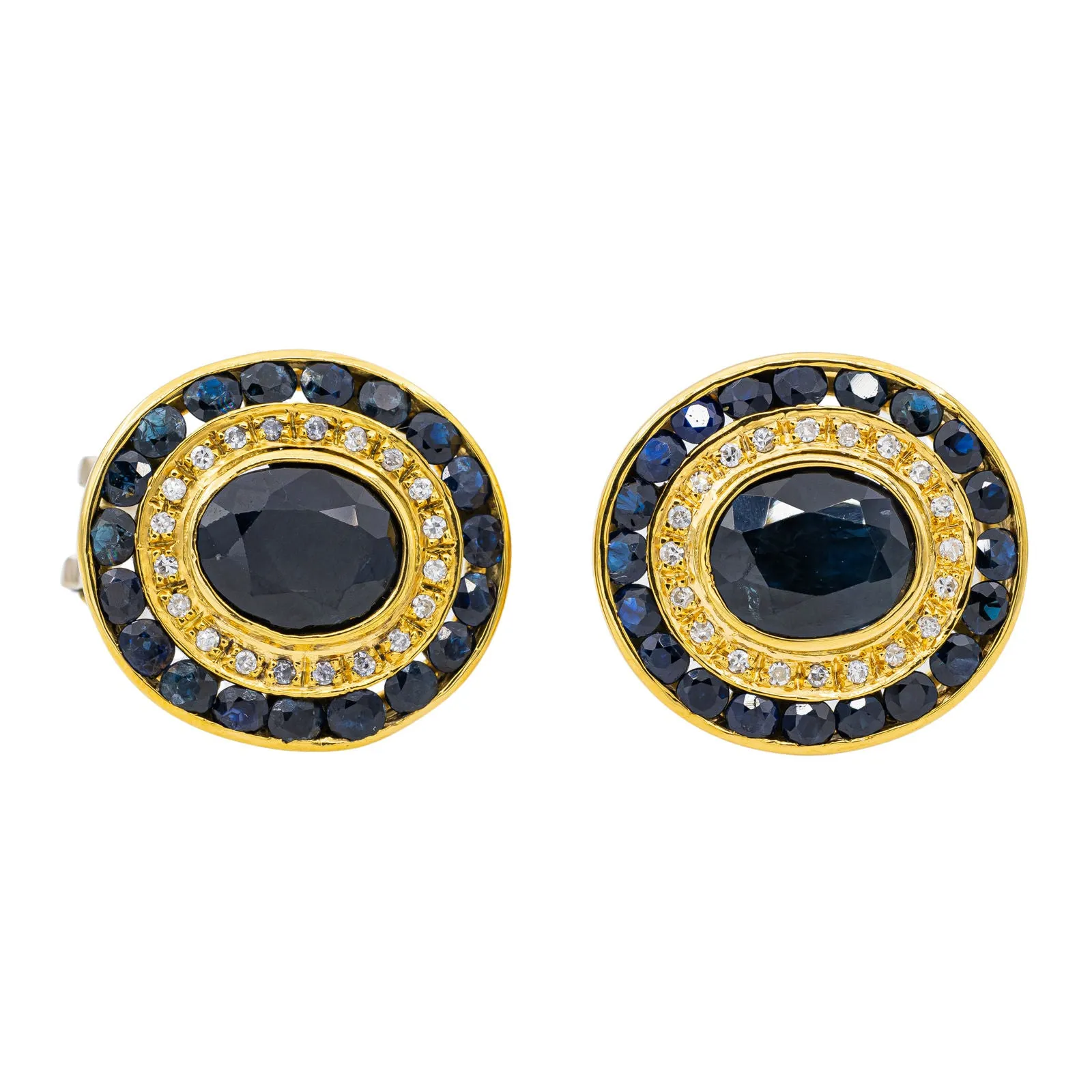 Boucles d’oreilles en or jaune 18 carats, saphirs et diamants sold by 58 Facettes product image thumbnail 3