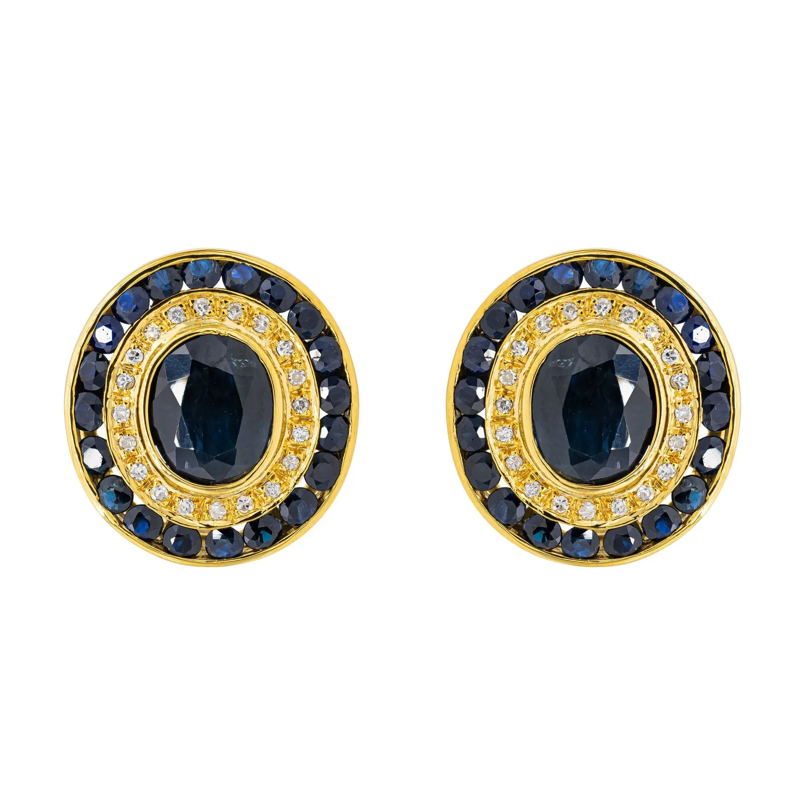 Boucles d’oreilles en or jaune 18 carats, saphirs et diamants sold by 58 Facettes