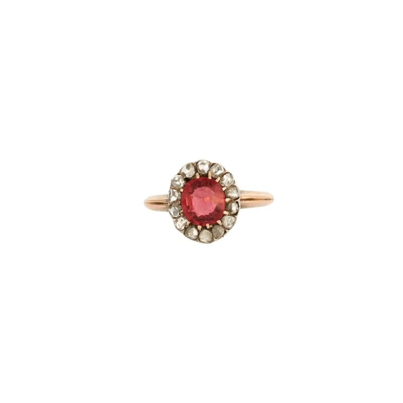 Bague ancienne or platine diamants rubellite sold by 58 Facettes