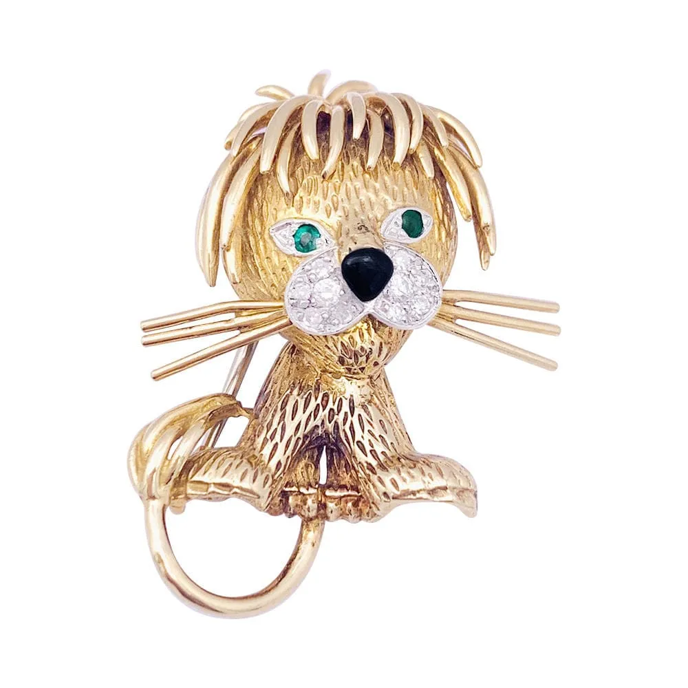 Broche Van Cleef & Arpels, "Lion ébouriffé", en or jaune, diamants, émeraudes et émail. sold by 58 Facettes product image thumbnail 4