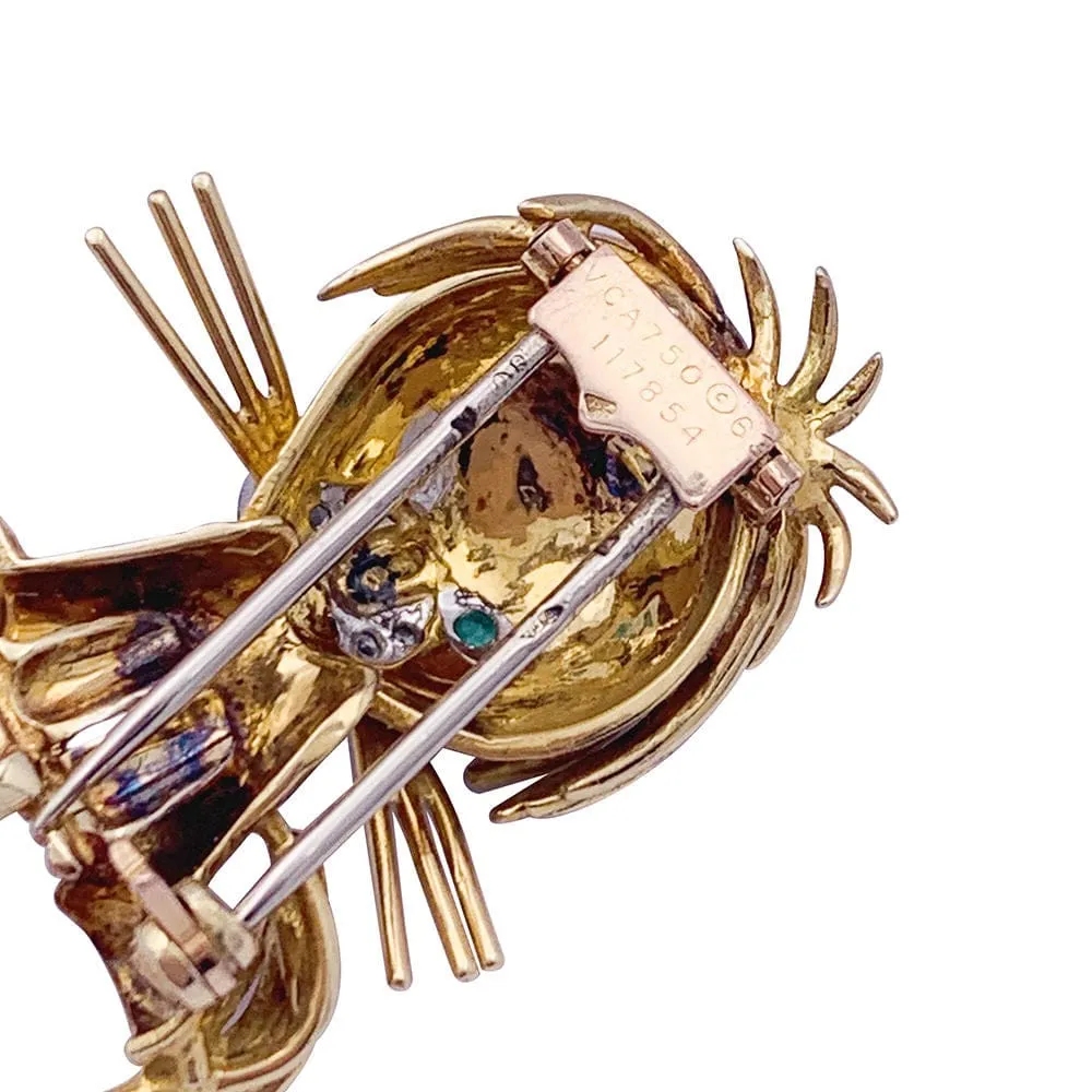 Broche Van Cleef & Arpels, "Lion ébouriffé", en or jaune, diamants, émeraudes et émail. sold by 58 Facettes product image thumbnail 5