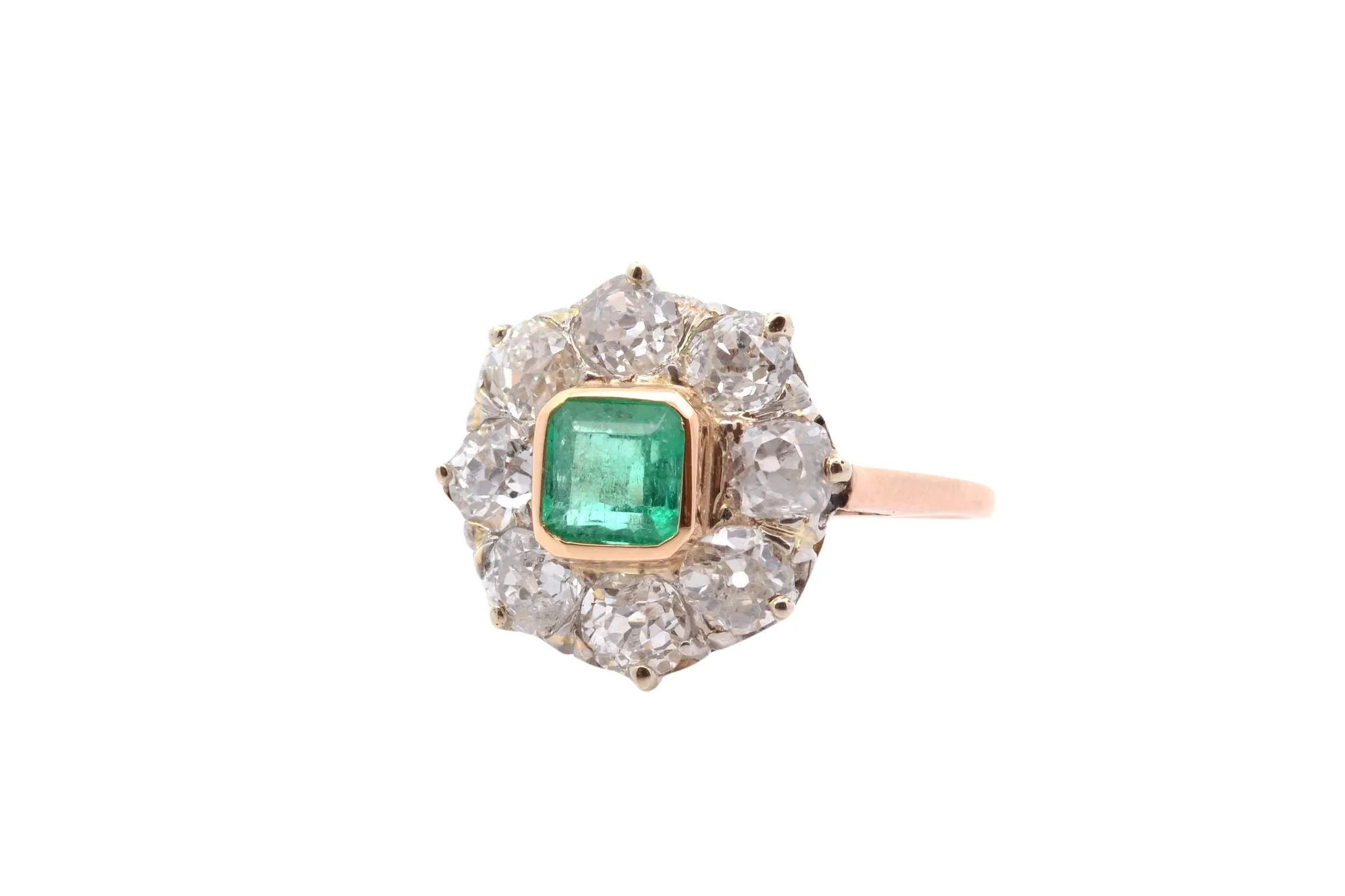 Bague en or jaune émeraude et diamants sold by 58 Facettes